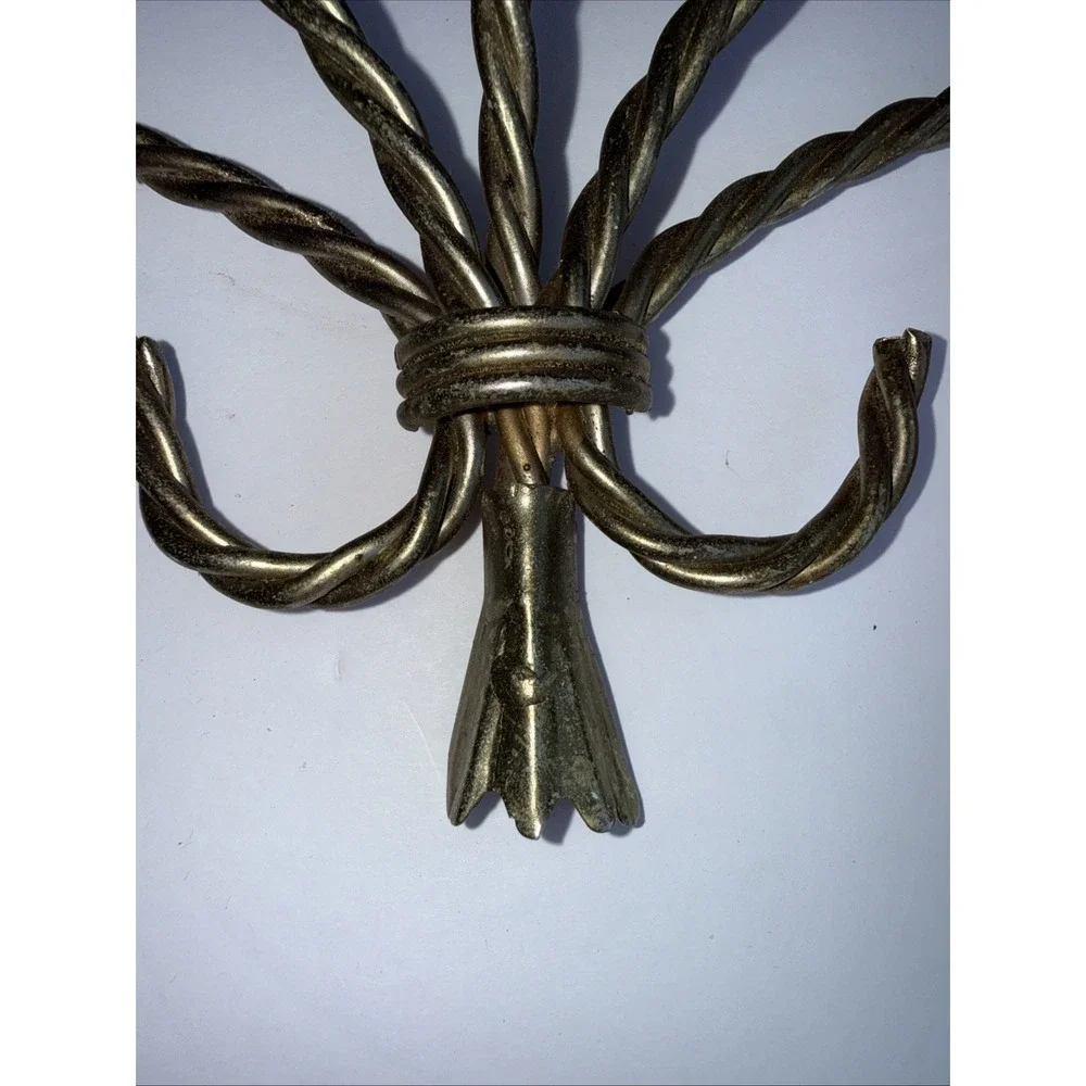 2 Vintage Twisted Rope Wall Shelf Brackets - Hollywood Regency Style -‎ Gold